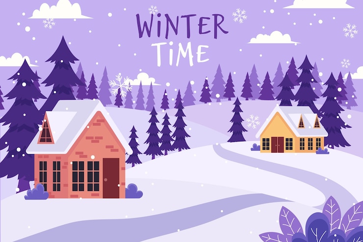 Gratis Vector platte ontwerp winter achtergrond