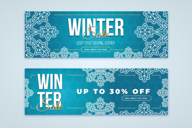 Platte ontwerp winter verkoop banners sjabloon