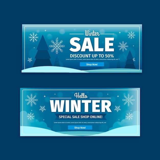 Platte ontwerp winter verkoop banners sjabloon