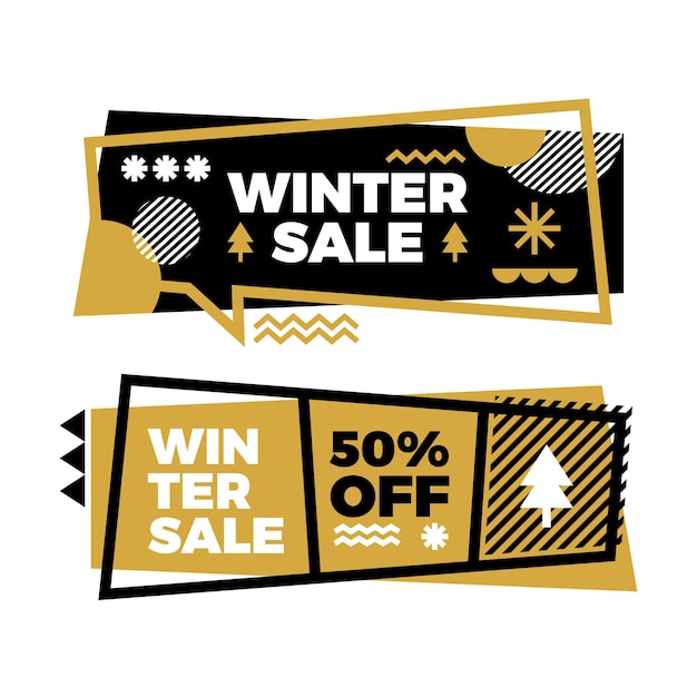 Platte ontwerp winter verkoop banners