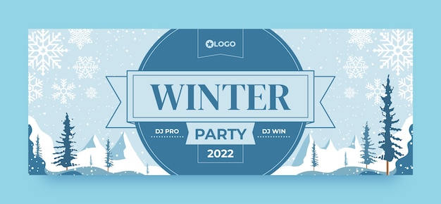 Platte ontwerp winterfeest facebook cover