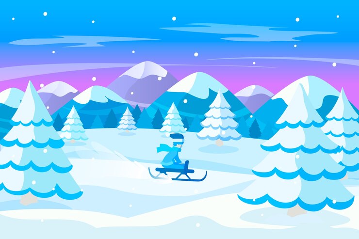 Gratis Vector platte ontwerp winterlandschap concept