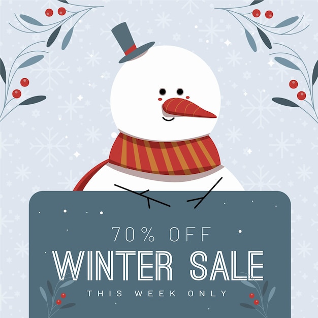 Gratis vector platte ontwerp winterverkoop