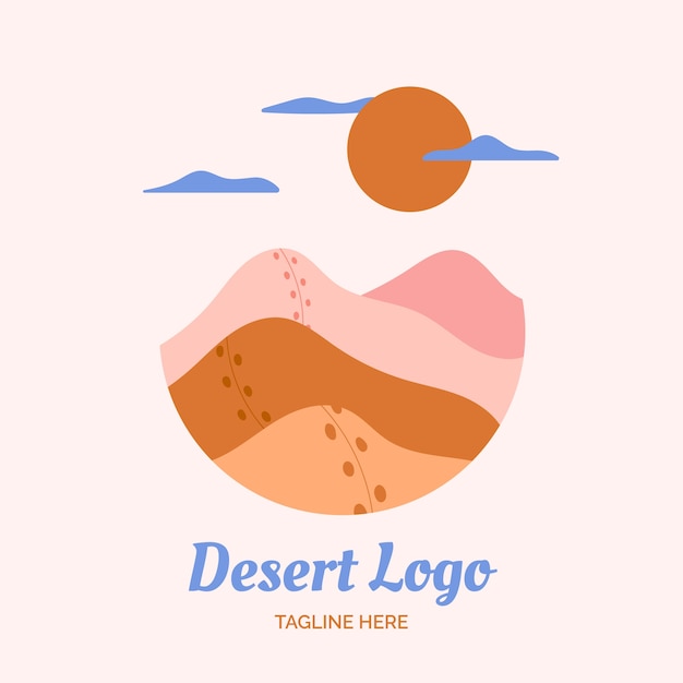 Platte ontwerp woestijn logo ontwerp