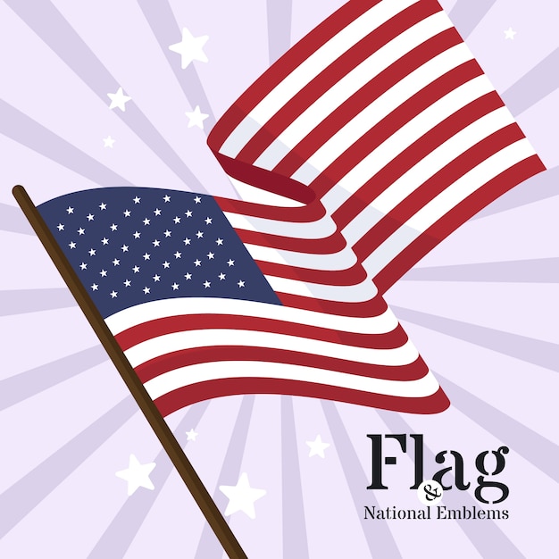 Platte ontwerp wuivende amerikaanse vlag achtergrond