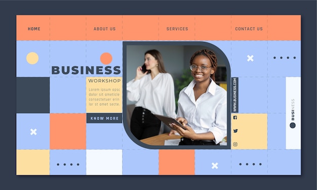 Platte ontwerp zakelijke workshop geometrische bestemmingspagina