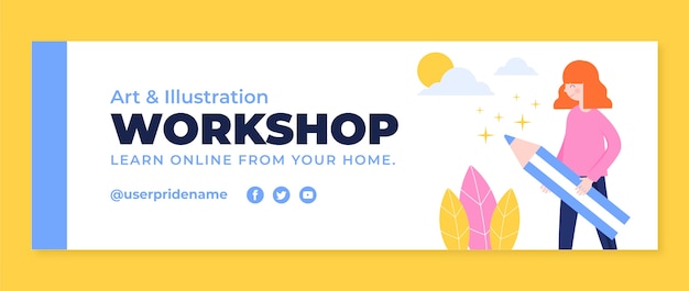 Gratis vector platte ontwerp zakelijke workshop twitter header