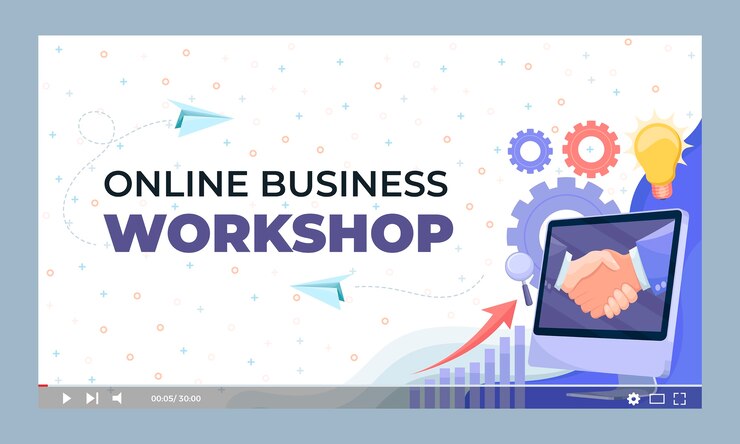 Gratis Vector platte ontwerp zakelijke workshop youtube thumbnail