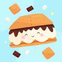 Gratis vector platte ontwerp zoete s'more illustratie