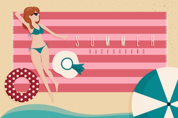 Gratis vector platte ontwerp zomer achtergrond