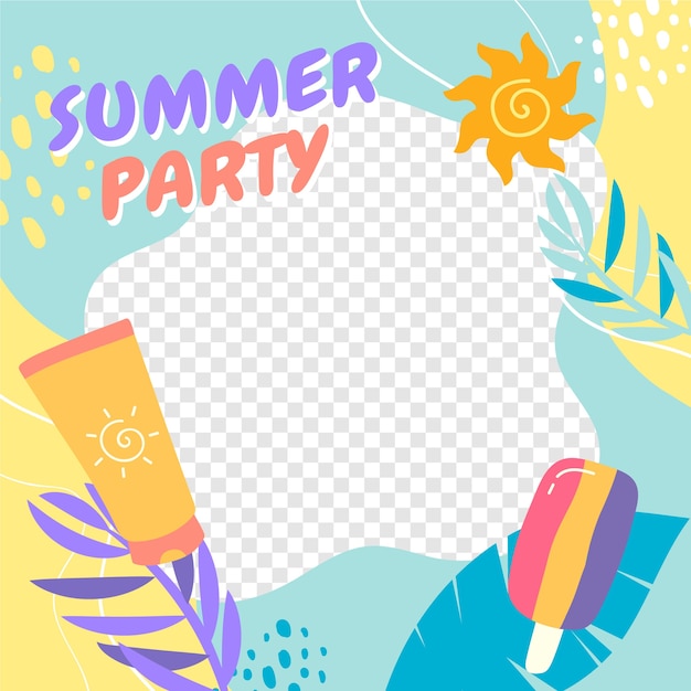 Gratis vector platte ontwerp zomer facebook frame ontwerp