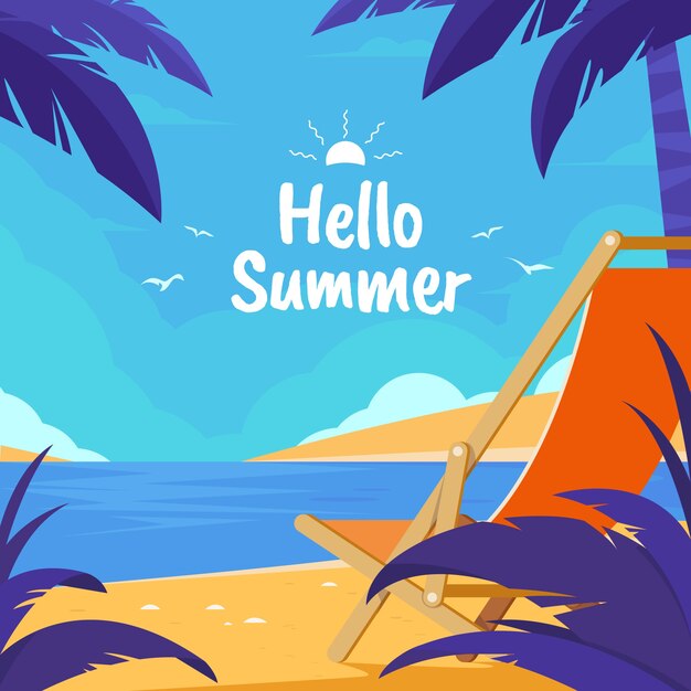 Platte ontwerp zomer illustratie