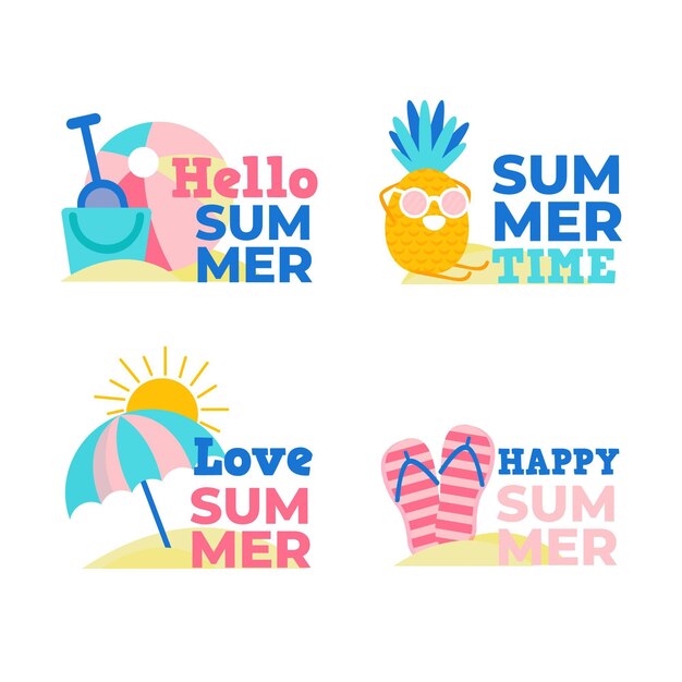 Platte ontwerp zomerbadges