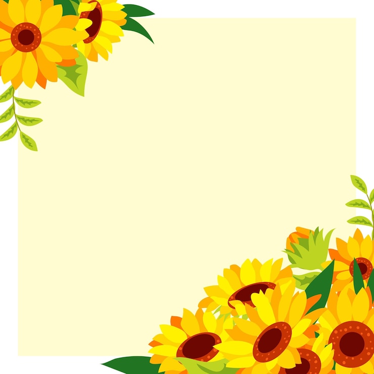 Gratis Vector platte ontwerp zonnebloem grens met kopie ruimte