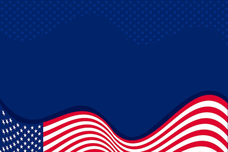 Gratis Vector platte ontwerp zwaaiende amerikaanse vlag achtergrond