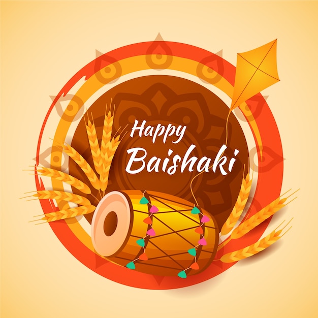 Gratis vector platte ontwerpbehang happy baisakhi