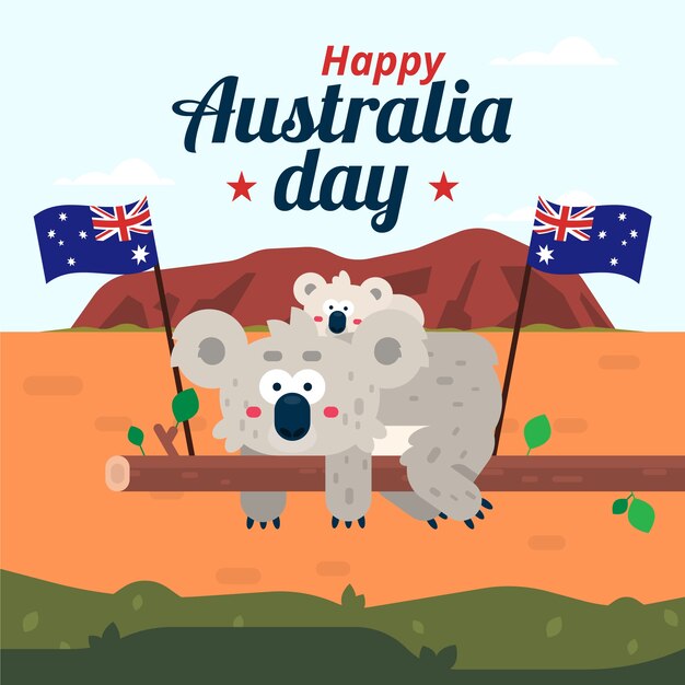 Platte ontwerpconcept voor de dag van Australië