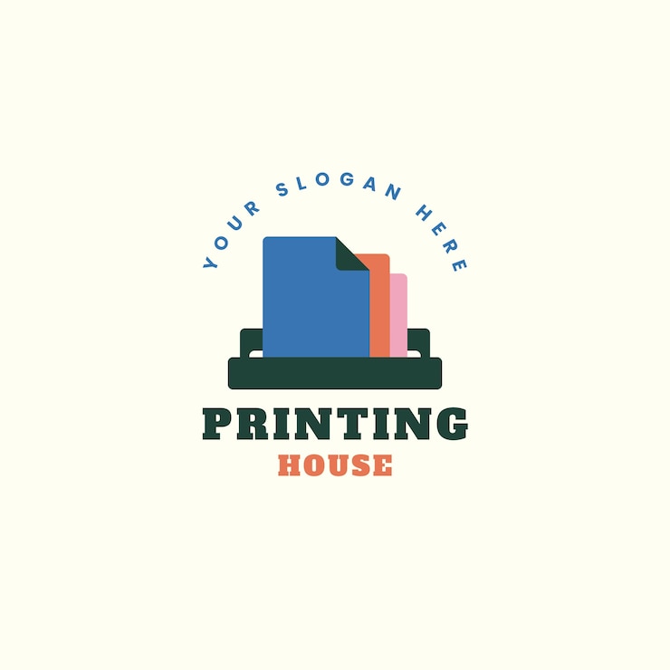 Gratis Vector platte ontwerpdrukkerij logo ontwerpsjabloon