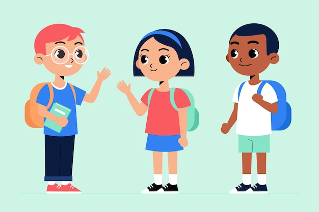 Gratis vector platte ontwerpkinderen terug naar schoolconcept