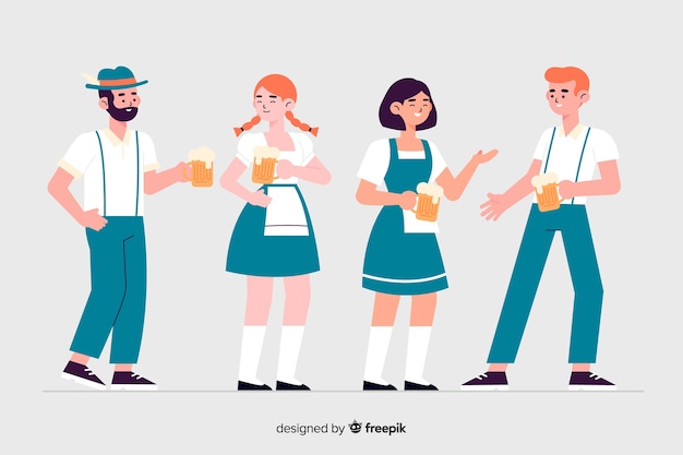 Platte ontwerpmensen vieren het meest oktoberfest