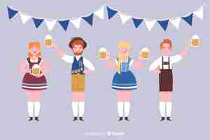 Gratis vector platte ontwerpmensen vieren het meest oktoberfest