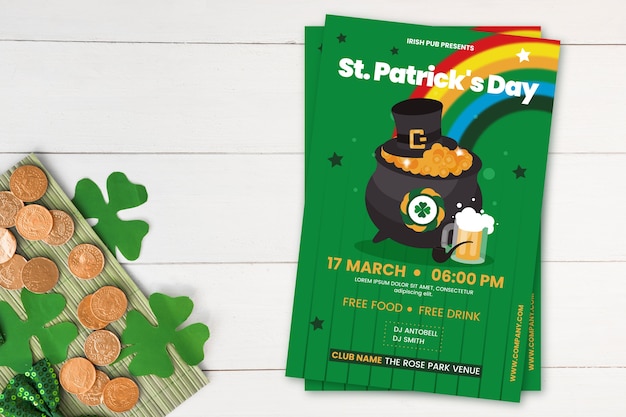 Platte ontwerpposter voor st. patrick's dag