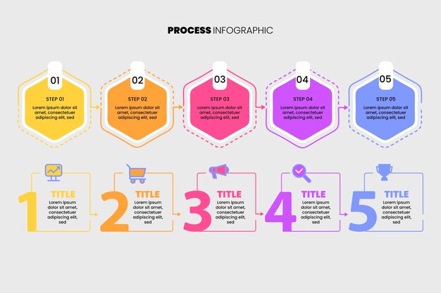 Platte ontwerpproces infographic sjabloon