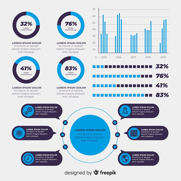 Platte ontwerpsjabloon infographic met grafiek