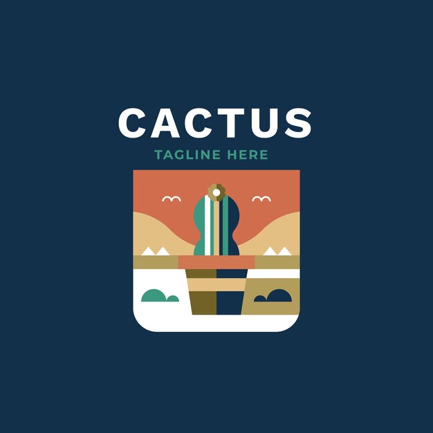 Platte ontwerpsjabloon voor cactuslogo