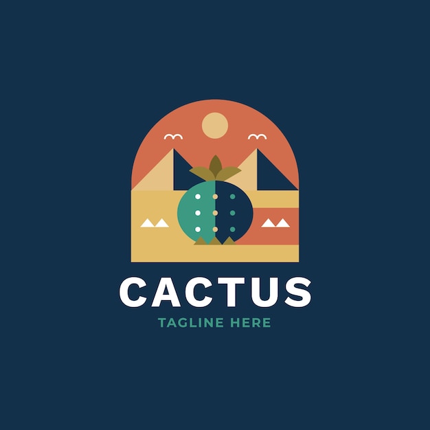 Platte ontwerpsjabloon voor cactuslogo