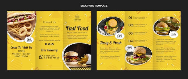 Platte ontwerpsjabloon voor fastfoodbrochures