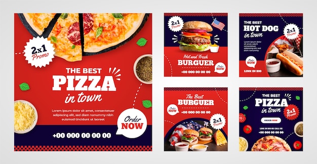 Gratis vector platte ontwerpsjabloon voor pizzarestaurant