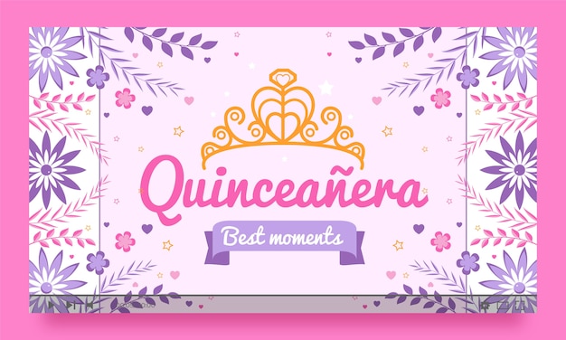 Platte ontwerpsjabloon voor quinceanera