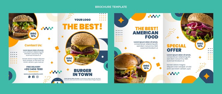 Gratis Vector platte ontwerpsjabloon voor voedselbrochures