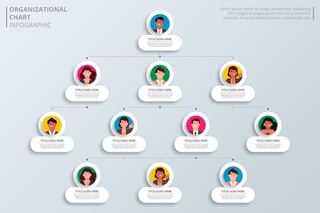 Gratis vector platte organigram infographic