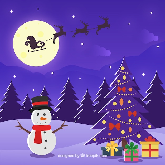 Gratis vector platte paarse kerstmis achtergrond