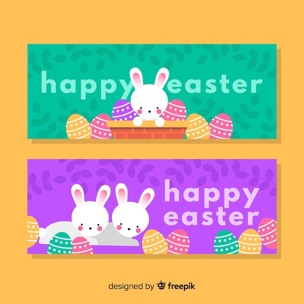 Gratis vector platte paasdag banner