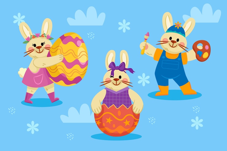 Gratis Vector platte paashaas collectie
