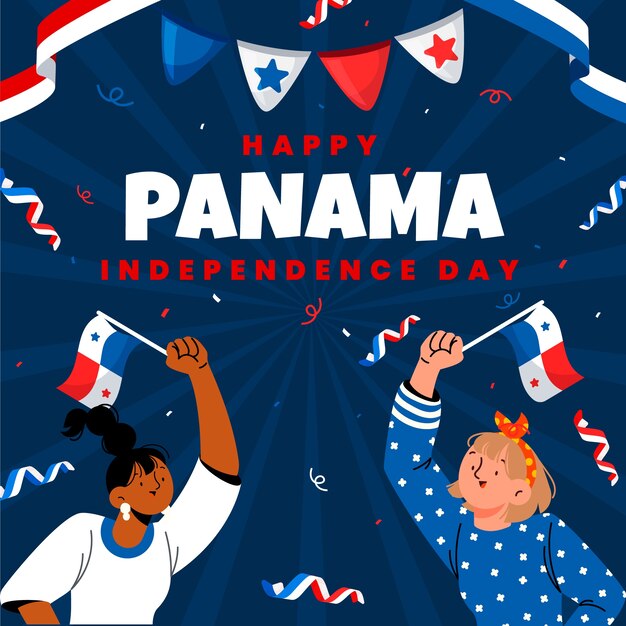 Platte panama onafhankelijkheidsdag illustratie