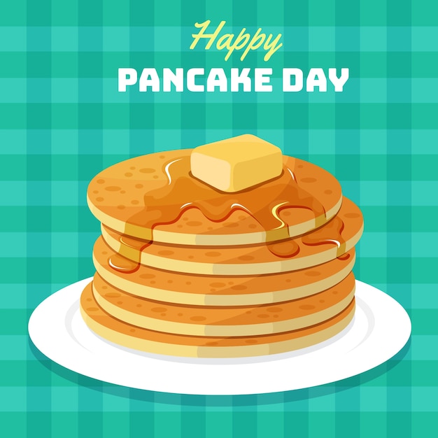 Gratis vector platte pannenkoek dag illustratie