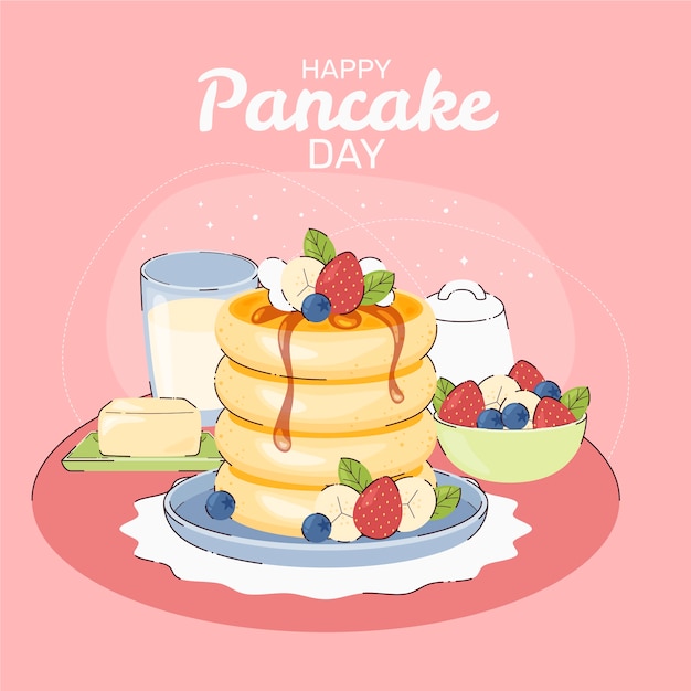 Gratis vector platte pannenkoek dag illustratie