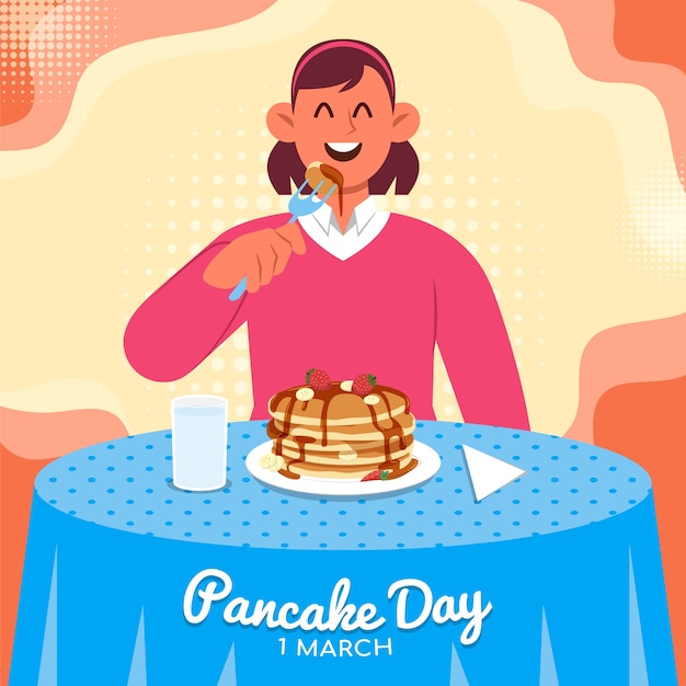 Gratis vector platte pannenkoek dag illustratie