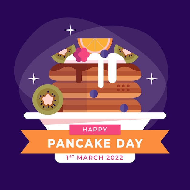 Gratis vector platte pannenkoek dag illustratie