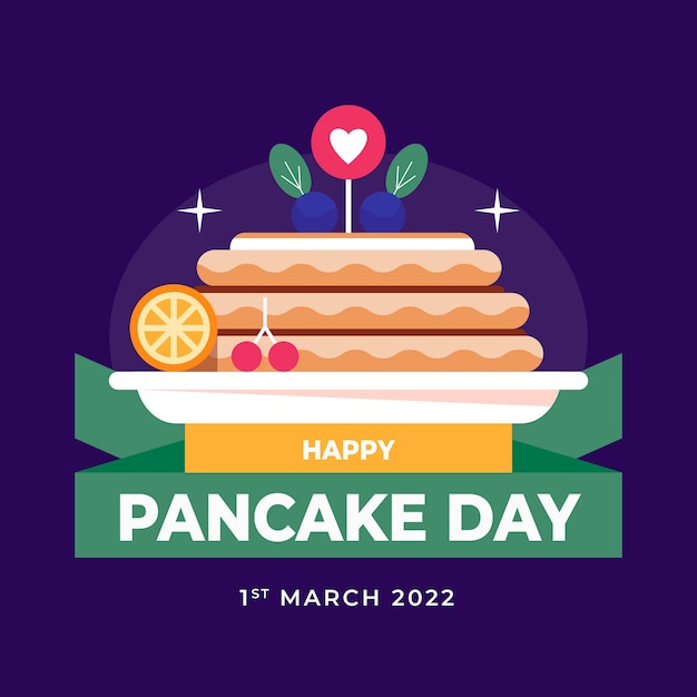 Gratis vector platte pannenkoek dag illustratie