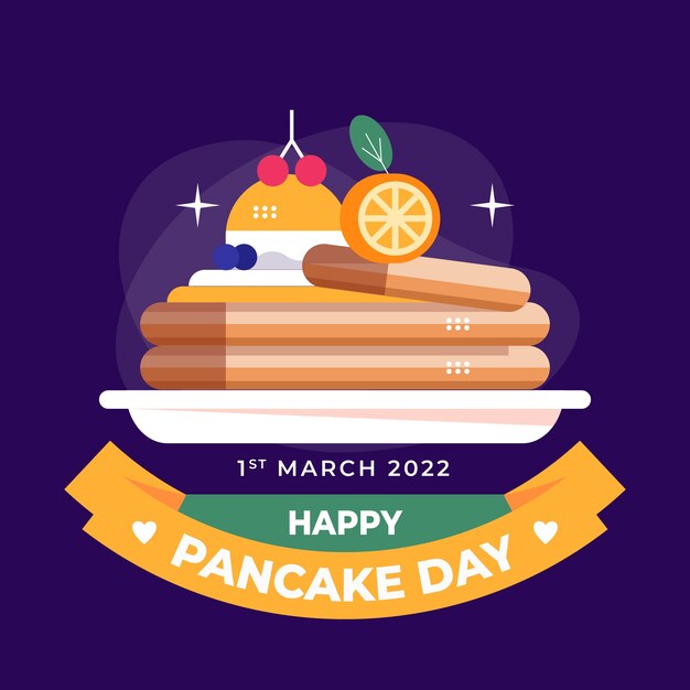 Gratis vector platte pannenkoek dag illustratie