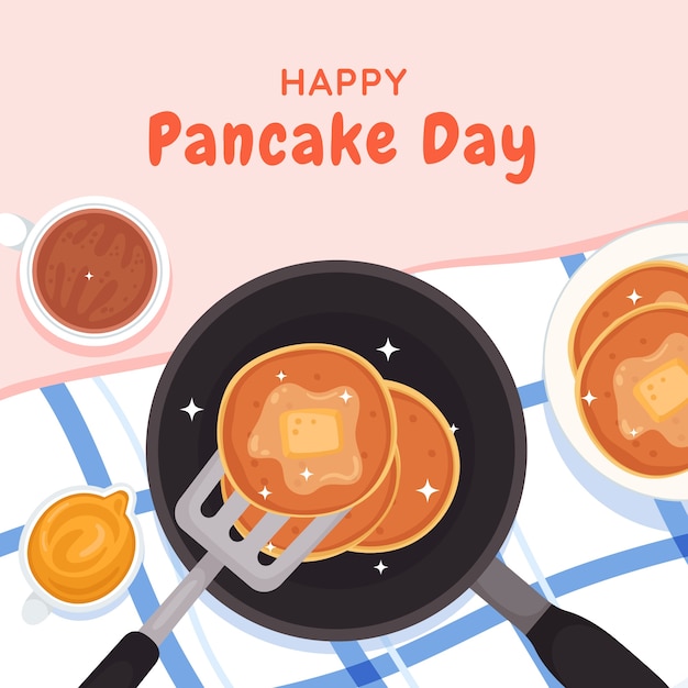 Gratis vector platte pannenkoek dag illustratie