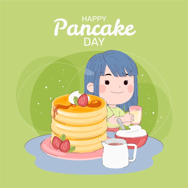 Gratis vector platte pannenkoek dag illustratie