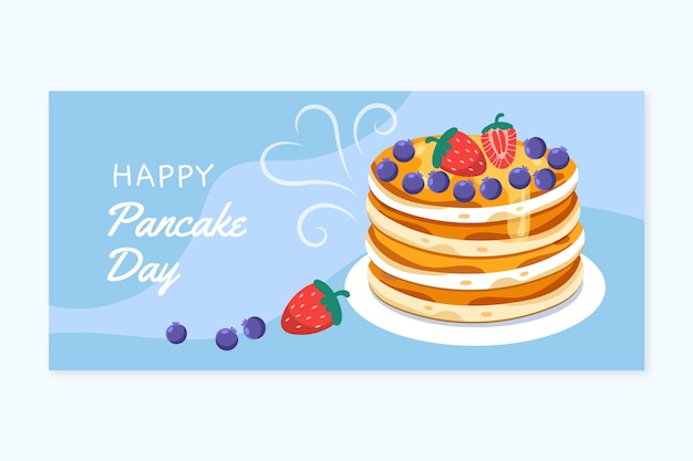 Gratis vector platte pannenkoekendag horizontale banner