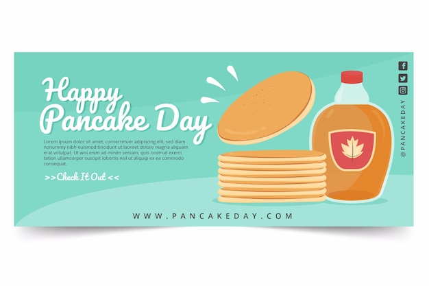 Gratis vector platte pannenkoekendag horizontale banner