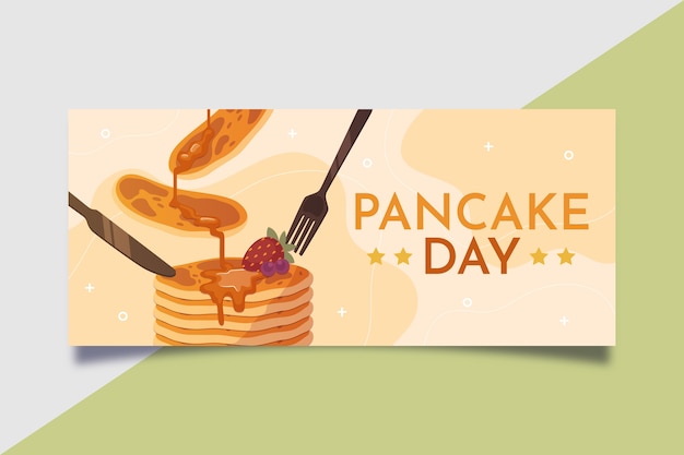 Gratis vector platte pannenkoekendag horizontale banner